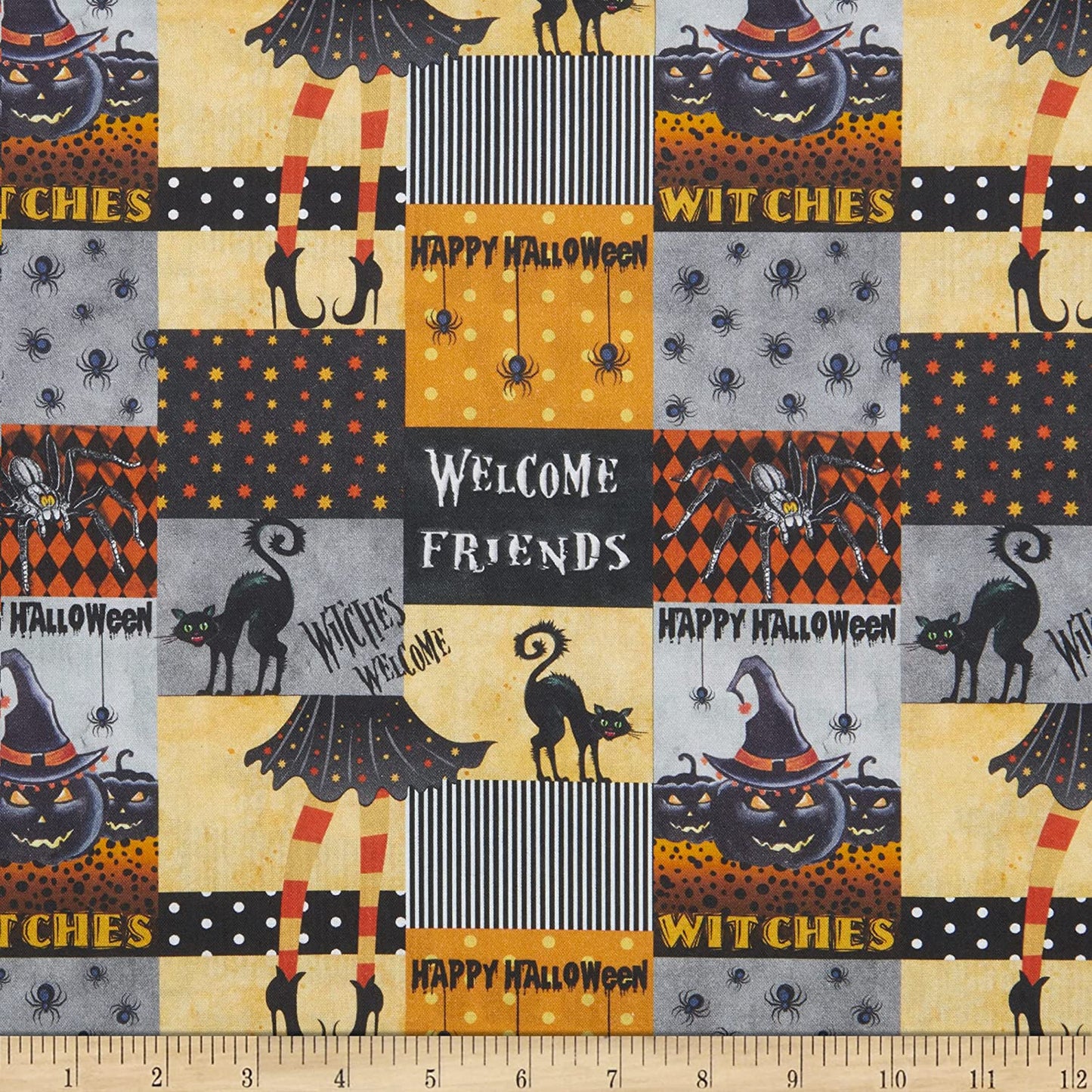 Welcome Friends Halloween Witch Legs Springs Creative Cotton Fabric