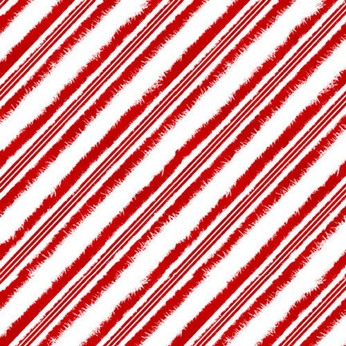 Welcome Winter Diagonal Candy Cane Stripe White Barb Tourtillotte Henry Glass Cotton Fabric HG 9709-8 Red White