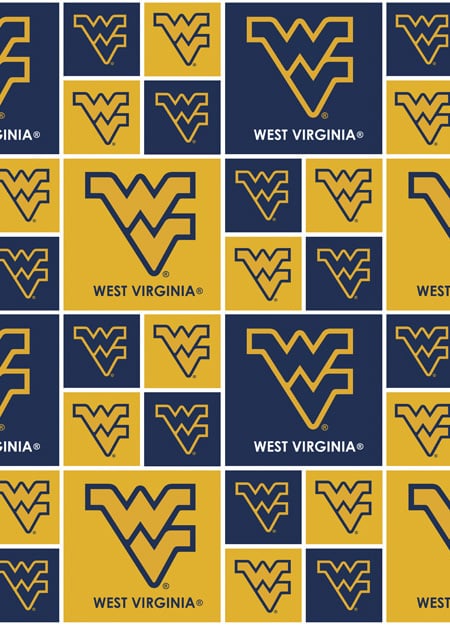 West Virginia Mountaineers NCAA College Box Sykel Cotton Fabric WV-020