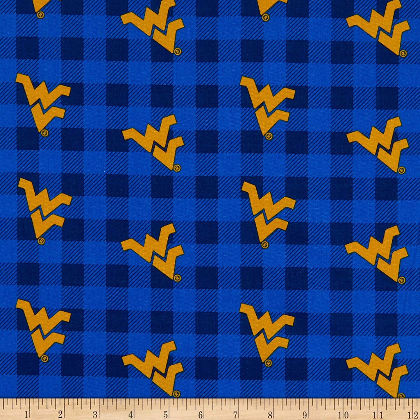 West Virginia Mountaineers NCAA College Buffalo Plaid Sykel Cotton Fabric WV-1207