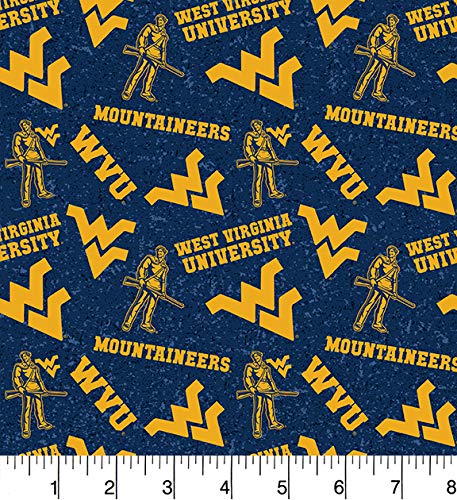 West Virginia Mountaineers NCAA College Tone on Tone Sykel Cotton Fabric WV-1178