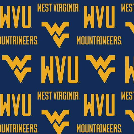 West Virginia Mountaineers NCAA College Letters Sykel Enterprises Cotton Fabric SYK-WV-1372