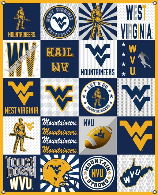West Virginia Mountaineers NCAA College Shirt Spirit Banner 58x47 inches Sykel Enterprises 4 Grommets Polyester Fabric WV-5003