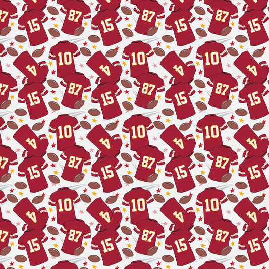 What a Catch Kansas City Chiefs Team Football Jerseys White PBS Collection PaintBrush Studio Cotton Fabric PBS-120-24870