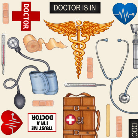 What The Doctor Ordered Doctor Toss Ecru Cream Dan Morris Quilting Treasures Cotton Fabric QT-1649-24928-E