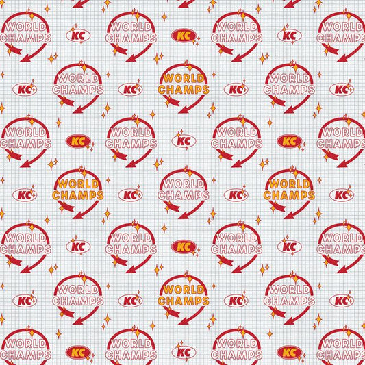 What a Catch Kansas City World Champs Signs White PBS Collection PaintBrush Studio Cotton Fabric PBS-120-24886