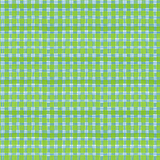 Whimsy Daisical II Plaid Green Keri Schneider Blank Quilting Cotton Fabric