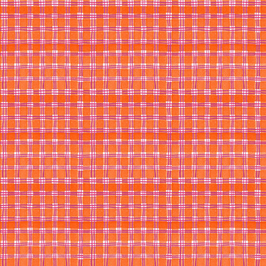Whimsy Daisical II Plaid Orange Keri Schneider Blank Quilting Cotton Fabric