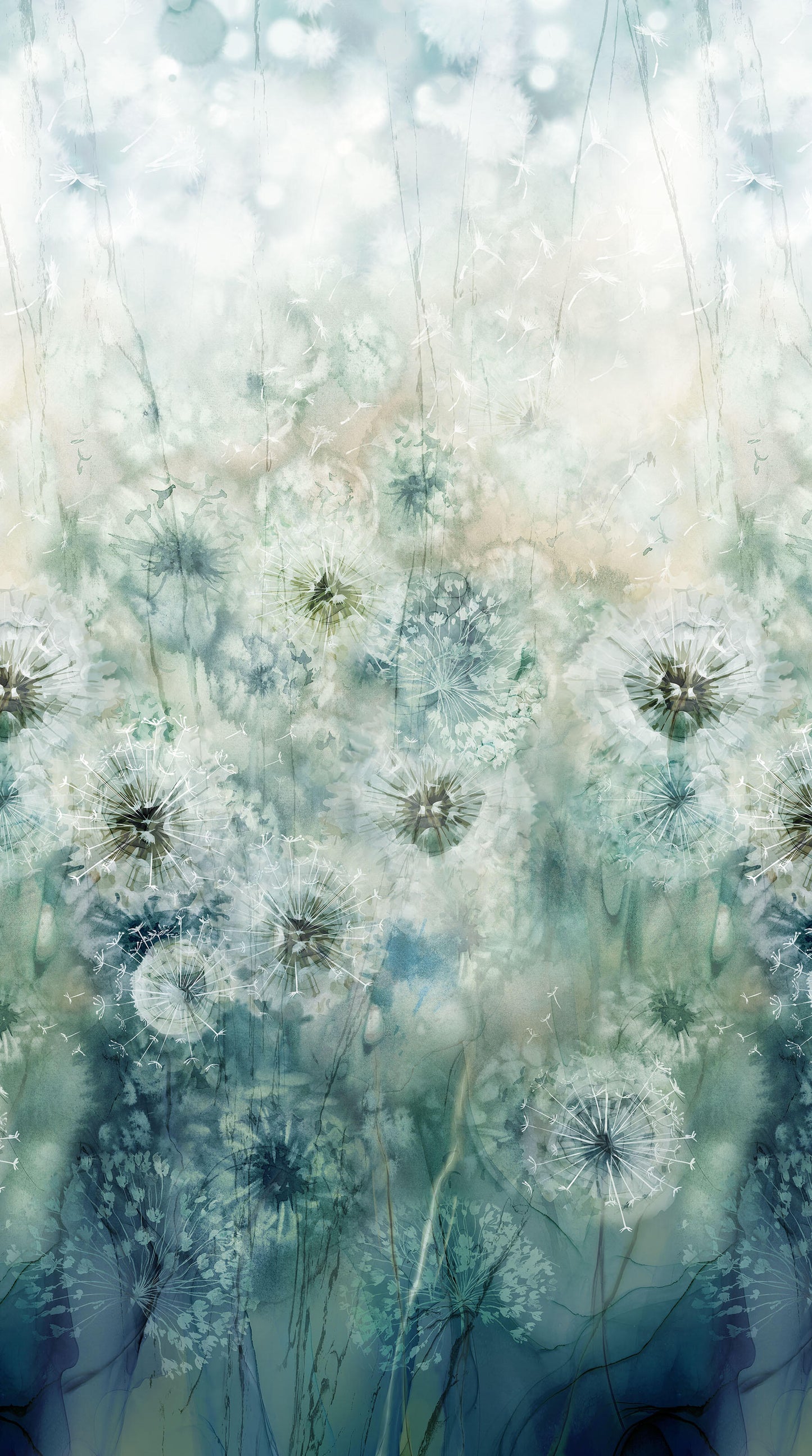 Whisper Full Width Border Teal Multi Deborah Edwards and Melanie Samra Northcott Fabrics Cotton Fabric NC-DP28701-68