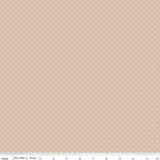 White Swiss Dots Beach Brown The RBD Designers Riley Blake Designs Cotton Fabric RB-C670-BEACH