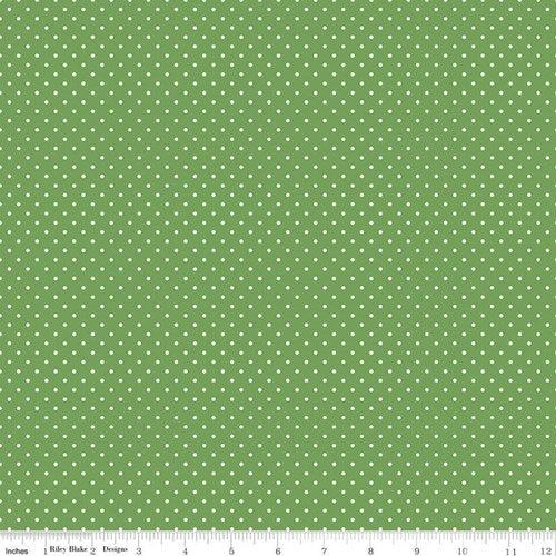 White Swiss Dots Clover Green The RBD Designers Riley Blake Designs Cotton Fabric RB-C670-CLOVER