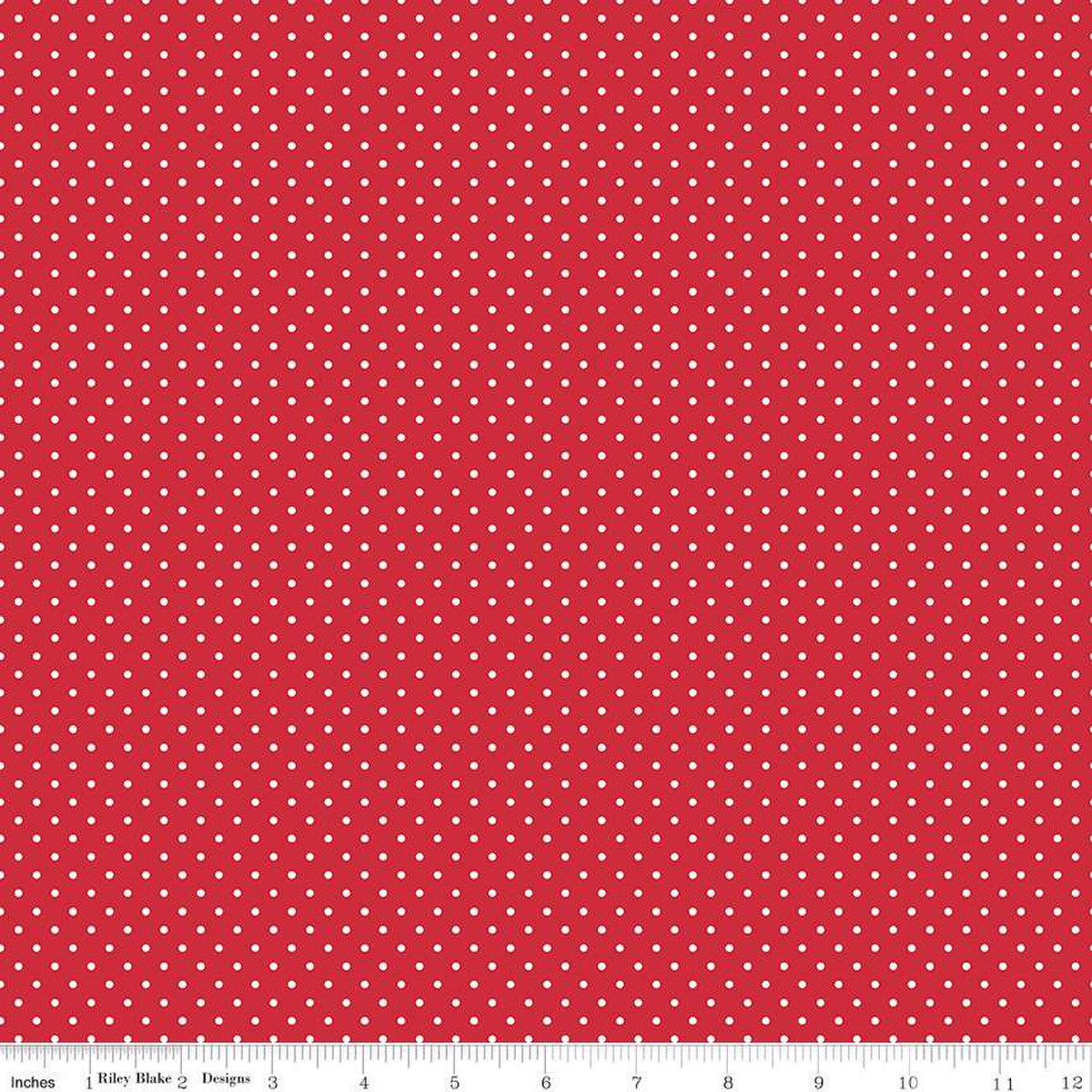White Swiss Dots Red The RBD Designers Riley Blake Designs Cotton Fabric RB-C670-80-RED