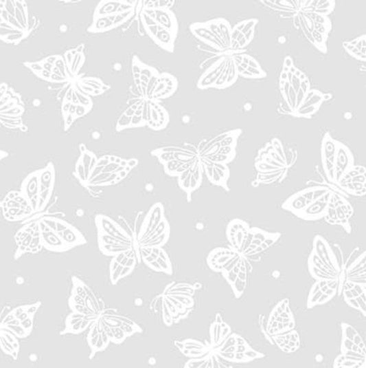 White Hot Butterfly Stroke White Michael Miller Cotton Fabric MM-CX10409-WHIT-D