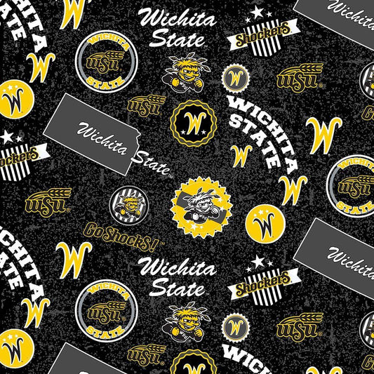 Wichita State Shockers NCAA College Home State Sykel Cotton Fabric WSU-1208