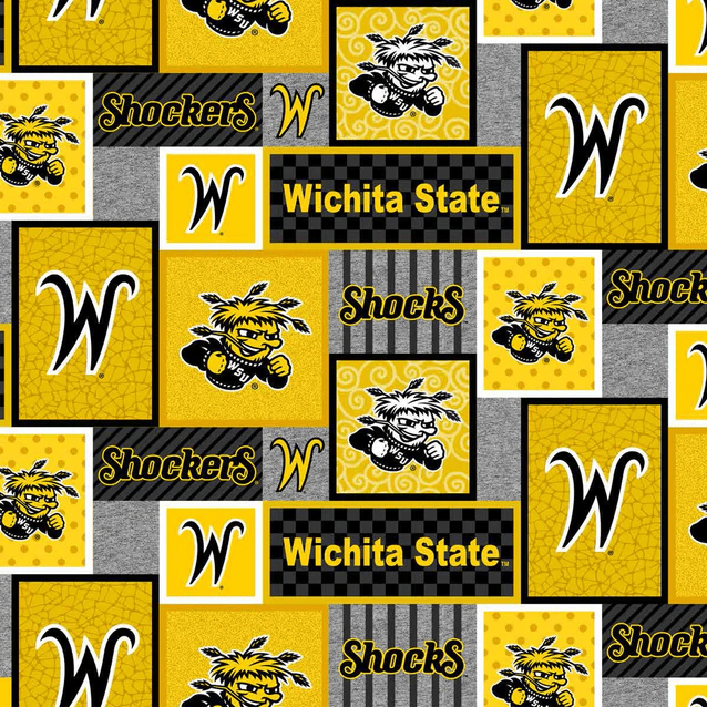 Wichita State Shockers NCAA College Patch Sykel Enterprises Polyester Fleece Fabric WSU-1177 | US Fabric Shop