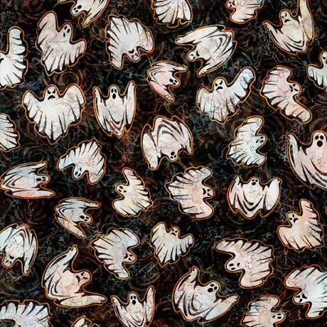 Wicked Ghosts Black Dan Brown Quilting Treasures Cotton Fabric