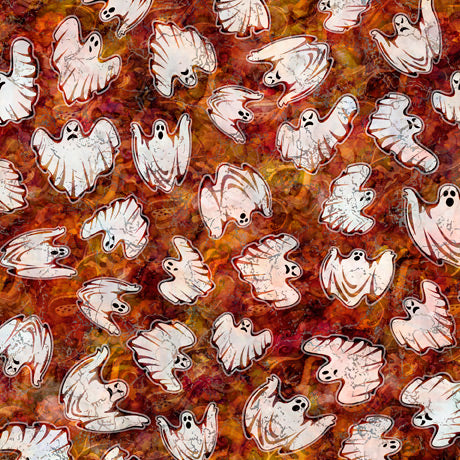 Wicked Ghosts Orange Dan Morris Quilting Treasures Cotton Fabric