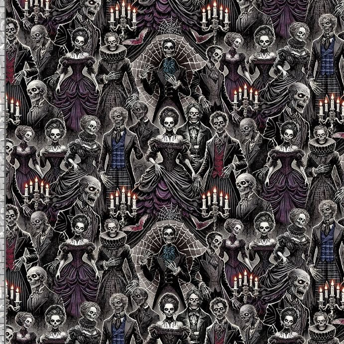 Wicked Willow Day of Dead Gala Grey Timeless Treasures Cotton Fabric TT-WICKED-CD4139-GREY