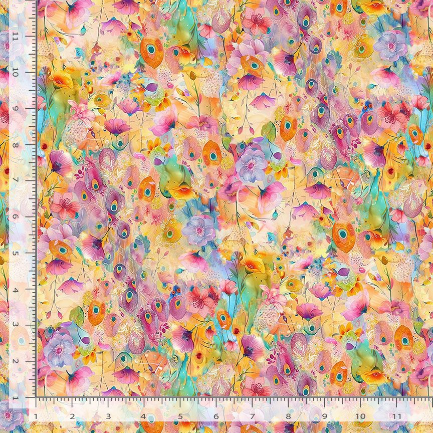 Wild Beauty Morning Floral Bright Timeless Treasures Cotton Fabric TT-PLUME-CD3967-BLUE