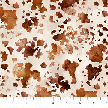 Wild and Free Horse Hide Cream Rust Rick Unger Northcott Cotton Fabric NC-27608-11