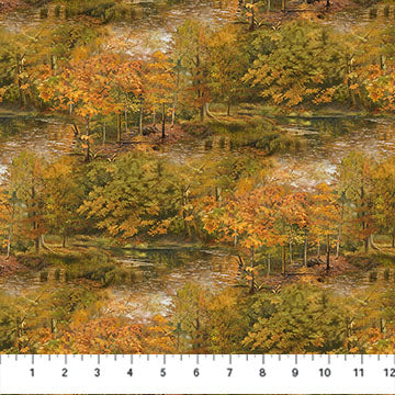 Naturescapes Wilderness Forest Scenic Rust Multi Greg Alexander Northcott Cotton Fabric NC-DP27788-37