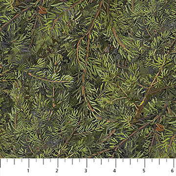 Naturescapes Wilderness Packed Fur Boughs Green Greg Alexander Northcott Cotton Fabric NC-DP27794-74