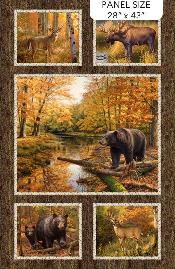 Naturescapes Wilderness Scenic Panel 28" Brown Multi Greg Alexander Northcott Cotton Fabric NC-DP27785-36