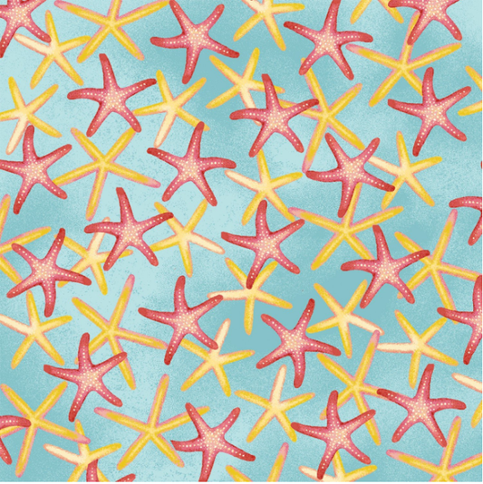 Coral Reef Starfish Aqua Windham Fabric Cotton Fabric WF-42670-1