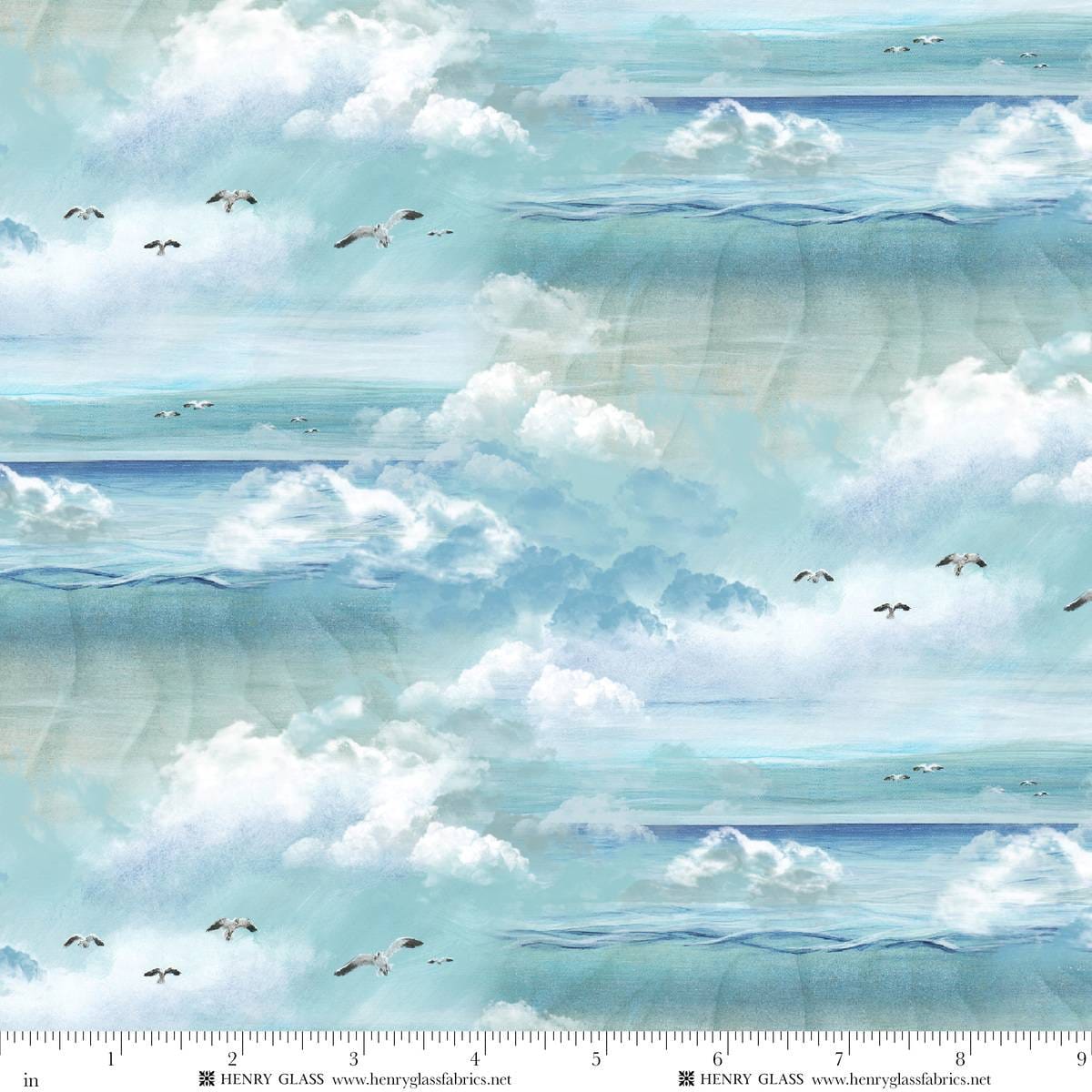 Window to Paradise Clouds Bay Blue Lisa Sparling Henry Glass Cotton Fabric HG-2326-11 | US Fabric Shop