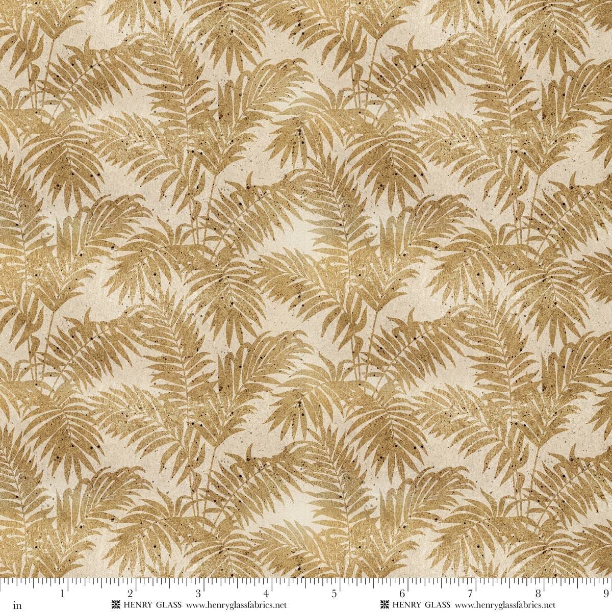 Window to Paradise Leaves Texture Sand Beige Lisa Sparling Henry Glass Cotton Fabric HG-2329-31 | US Fabric Shop