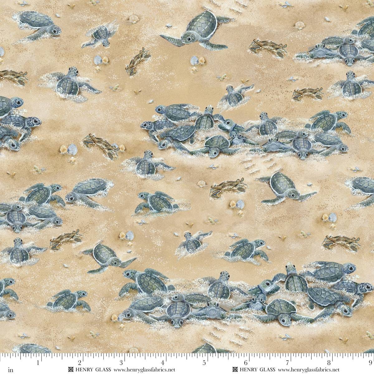 Window to Paradise Turtles Hatching Sand Beige Lisa Sparling Henry Glass Cotton Fabric HG-2334-31 | US Fabric Shop