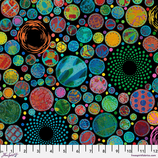 Wings of Wonder Circle Pop Black Sue Penn Free Spirit Cotton Fabric FS-PWSP119.BLACK | US Fabric Shop