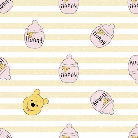 Winnie the Pooh Disney Licensed Hunny Honey Yellow Stripes Springs Creative Cotton Fabric