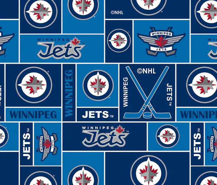 Winnipeg Jets NHL Hockey Geometric Sykel Enterprises Polyester FLEECE Fabric NHL-012-JET | US Fabric Shop