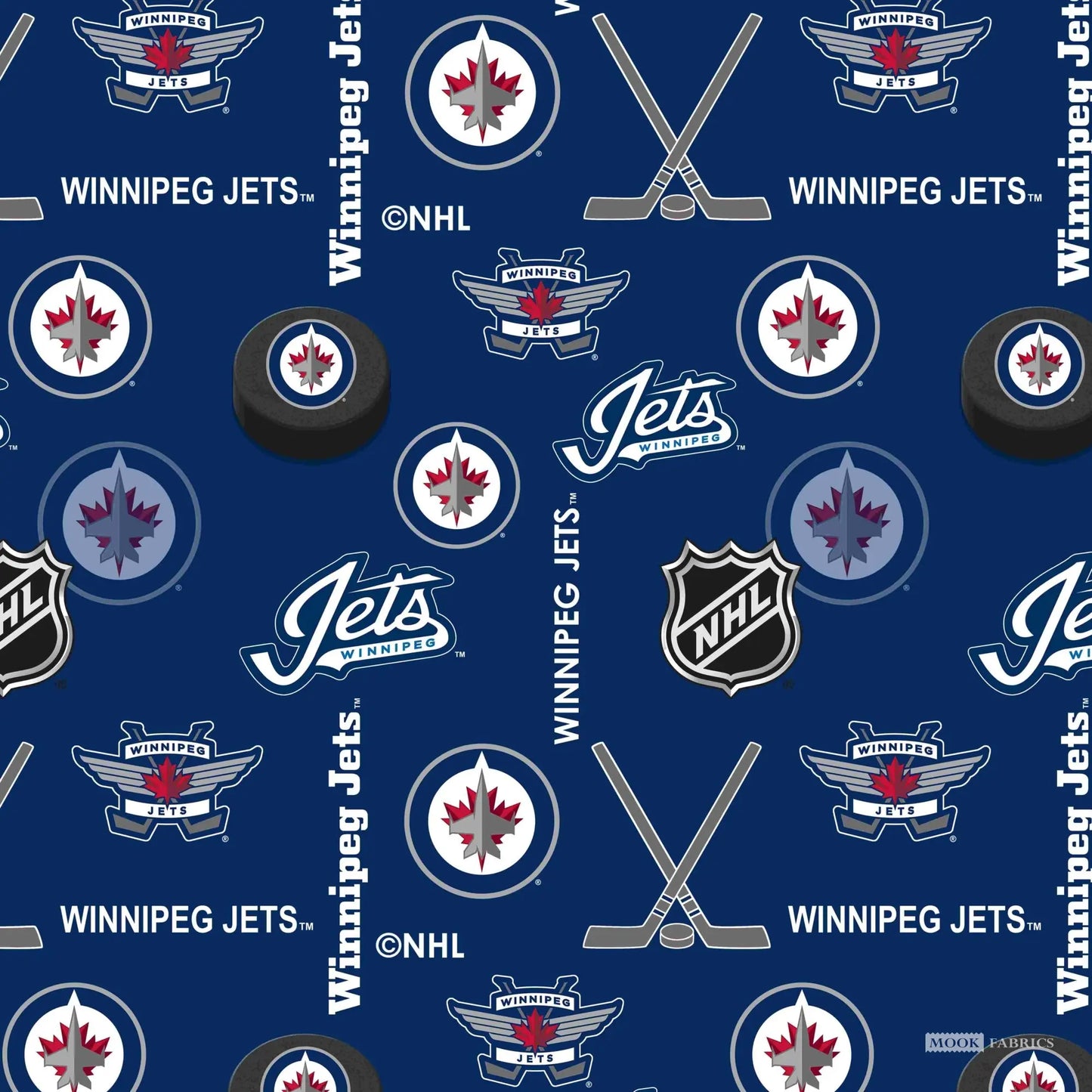 Winnipeg Jets NHL Hockey Minky Sykel Polyester Fabric NHL-1374-JET