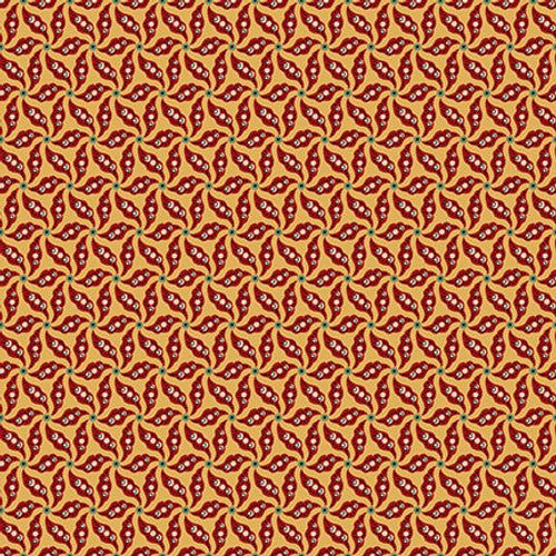 Winter Joy Poinsettia Mini Red and Tan Hannah West Henry Glass Cotton Fabric HG-2857-44
