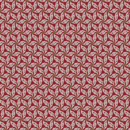 Winter Joy Poinsettia Mini Red Hannah West Henry Glass Cotton Fabric HG-2857-88