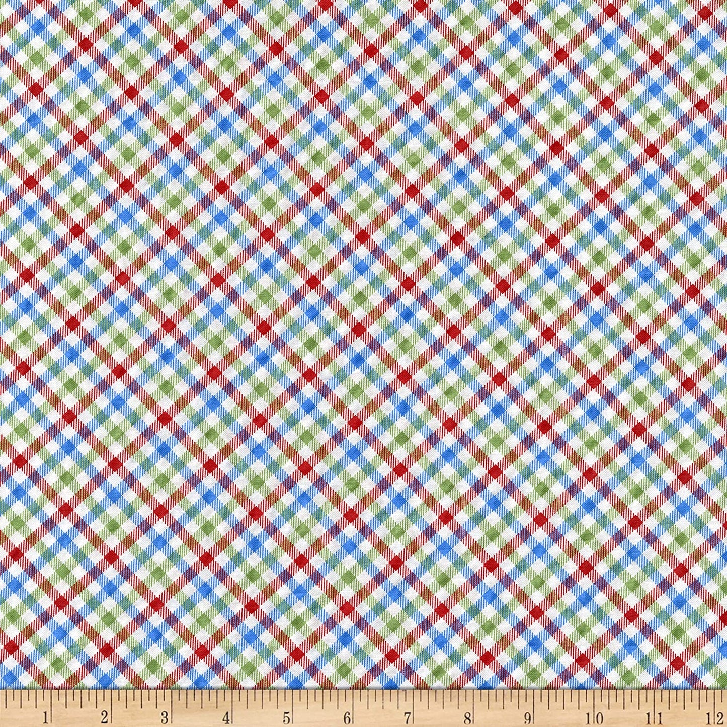 Winter Welcome Diagonal Gingham White Northcott Fabrics Cotton Fabric