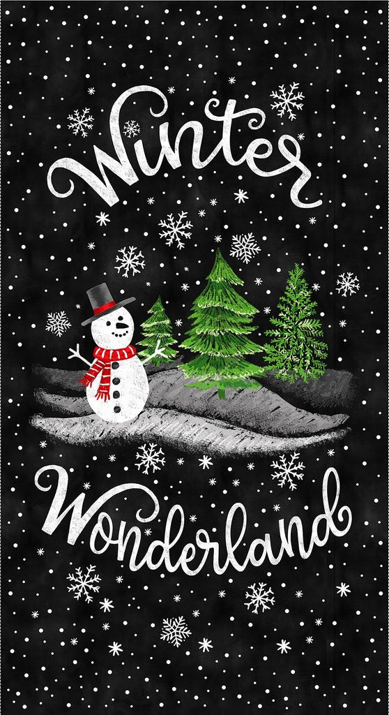 Winter Wonderland Panel 24" Gail Cadden Timeless Treasures Cotton Fabric TT-PANELGC-CD2037-BLACK