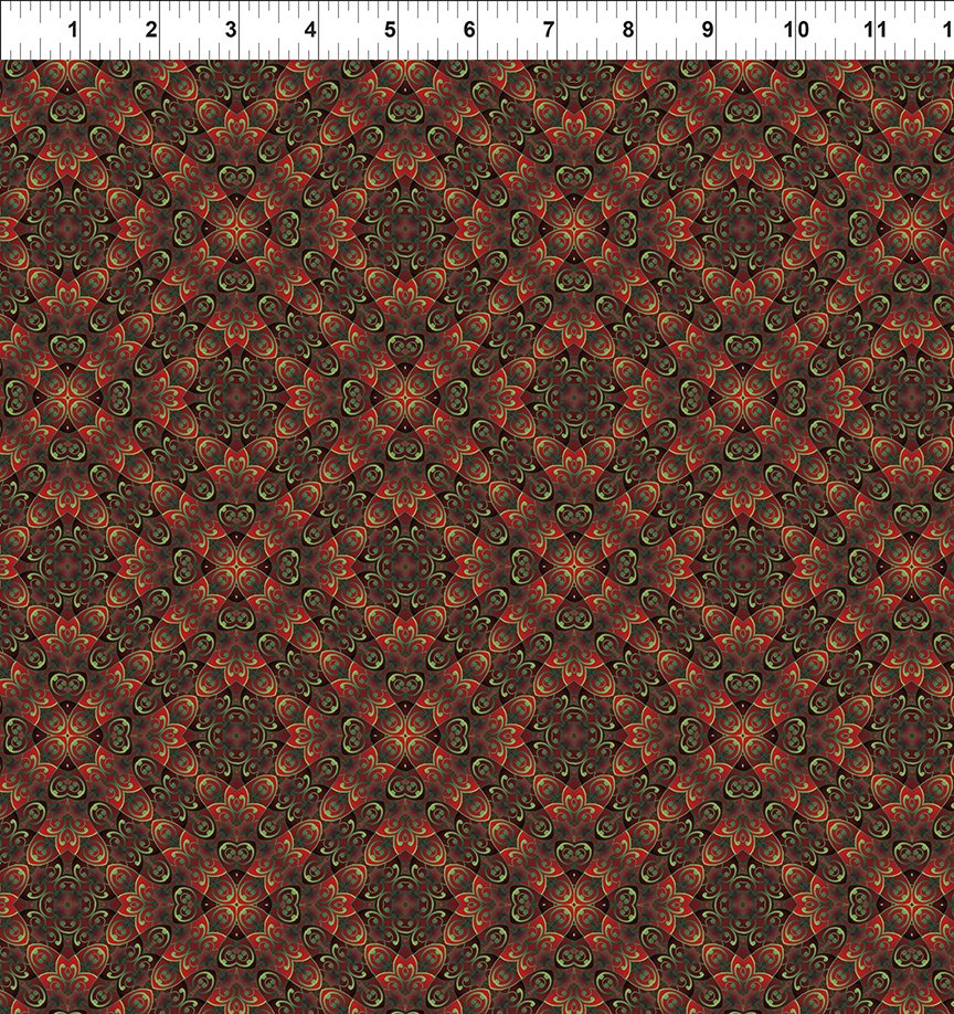 Winter Enchantment Border Ribbon Red Jason Yenter In The Beginnings Cotton Fabric ITB-5WEN-2