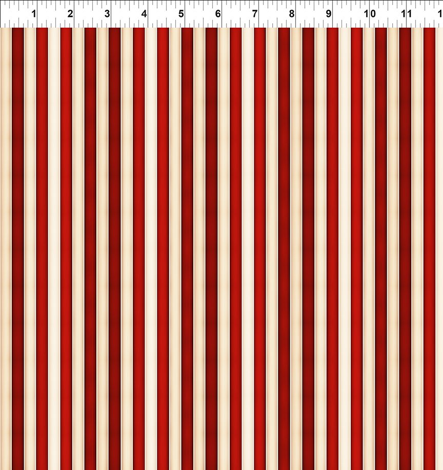 Winter Enchantment Stripes Red Cream Jason Yenter In The Beginnings Cotton Fabric ITB-12WEN-1