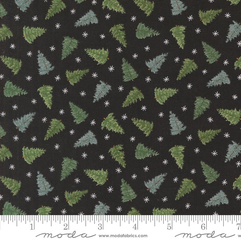 Winter Friends Tossed Trees Christmas Trees Snowflakes Charcoal Black Deb Strain Moda Cotton Fabric MD-56136-18