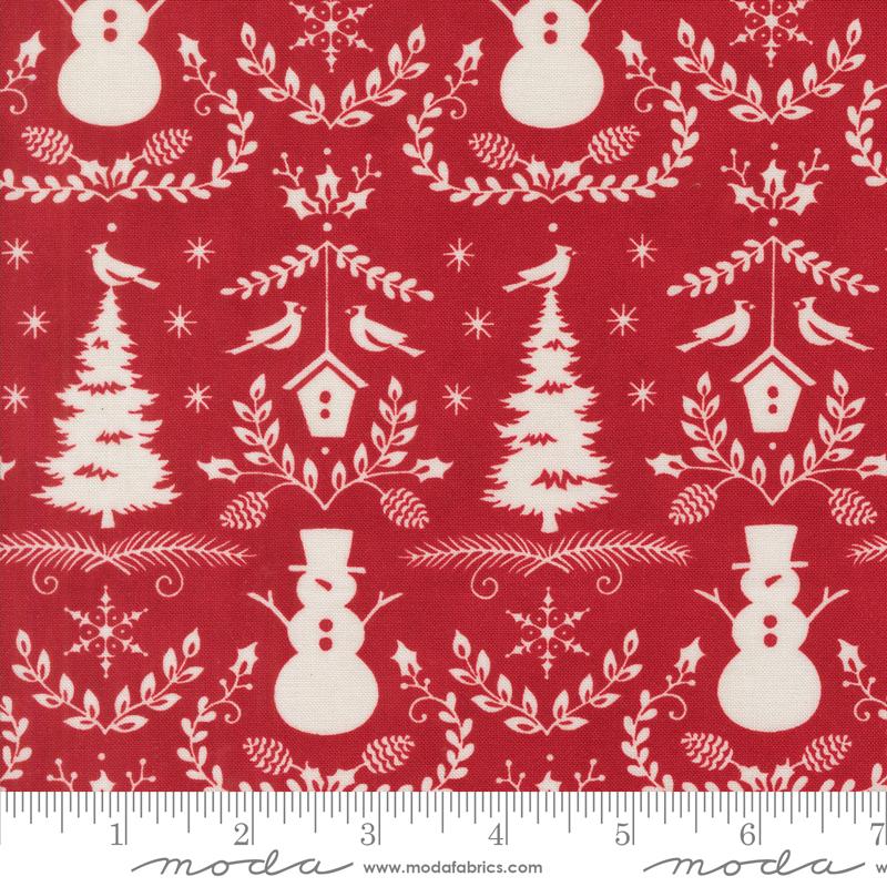 Winter Friends Winter Damask Berry Red Deb Strain Moda Cotton Fabric MD-56133-17