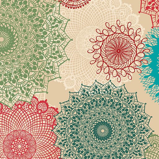 Winter Haven Dancing Doilies Multi Rachel Rossi Benartex Cotton Fabric BE-16790-99 | US Fabric Shop