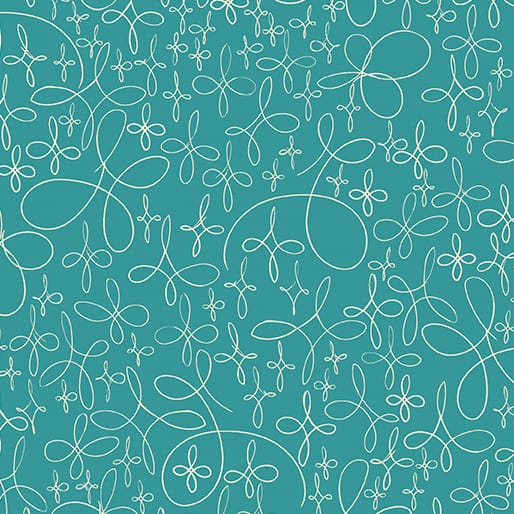 Winter Haven Doodle Star Turquoise Rachel Rossi Benartex Cotton Fabric BE-16795-83 | US Fabric Shop