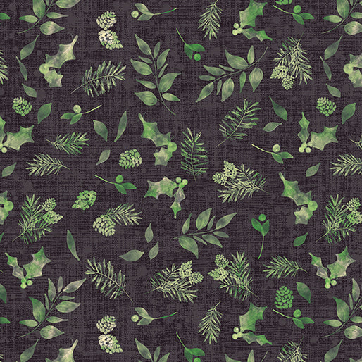 Winter Haven Forest Floor Charcoal Rachel Rossi Benartex Cotton Fabric BE-16796-14