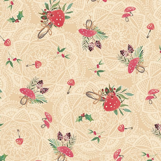 Winter Haven Forest Gathering Medium Natural Rachel Rossi Benartex Cotton Fabric BE-16794-72 | US Fabric Shop