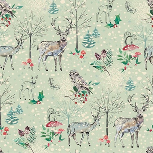 Winter Haven Winter's Tale Light Sage Rachel Rossi Benartex Cotton Fabric BE-16789-40 | US Fabric Shop