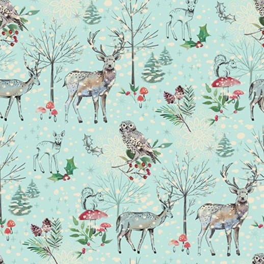Winter Haven Winter's Tale Light Turquoise Rachel Rossi Benartex Cotton Fabric BE-16789-80 | US Fabric Shop