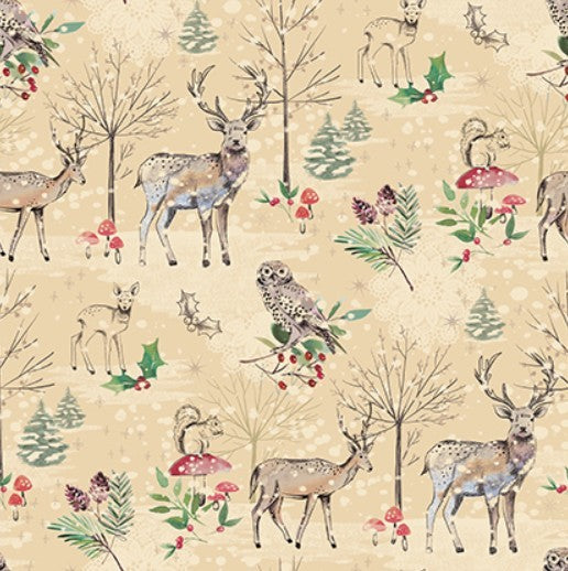 Winter Haven Winter's Tale Natural Rachel Rossi Benartex Cotton Fabric BE-16789-70